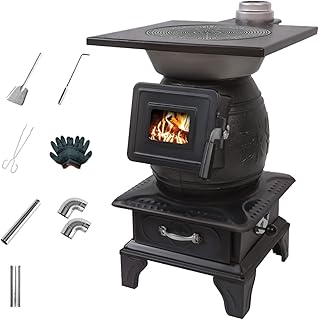 Indoor Wood-Burning Heating Stove, Small Cast Iron Stove for Cabin Heating, Portable Wood Furnace with Cooking Function 3-pack 22.4 * 14.5 * 14.5in/57 * 37 * 37cm