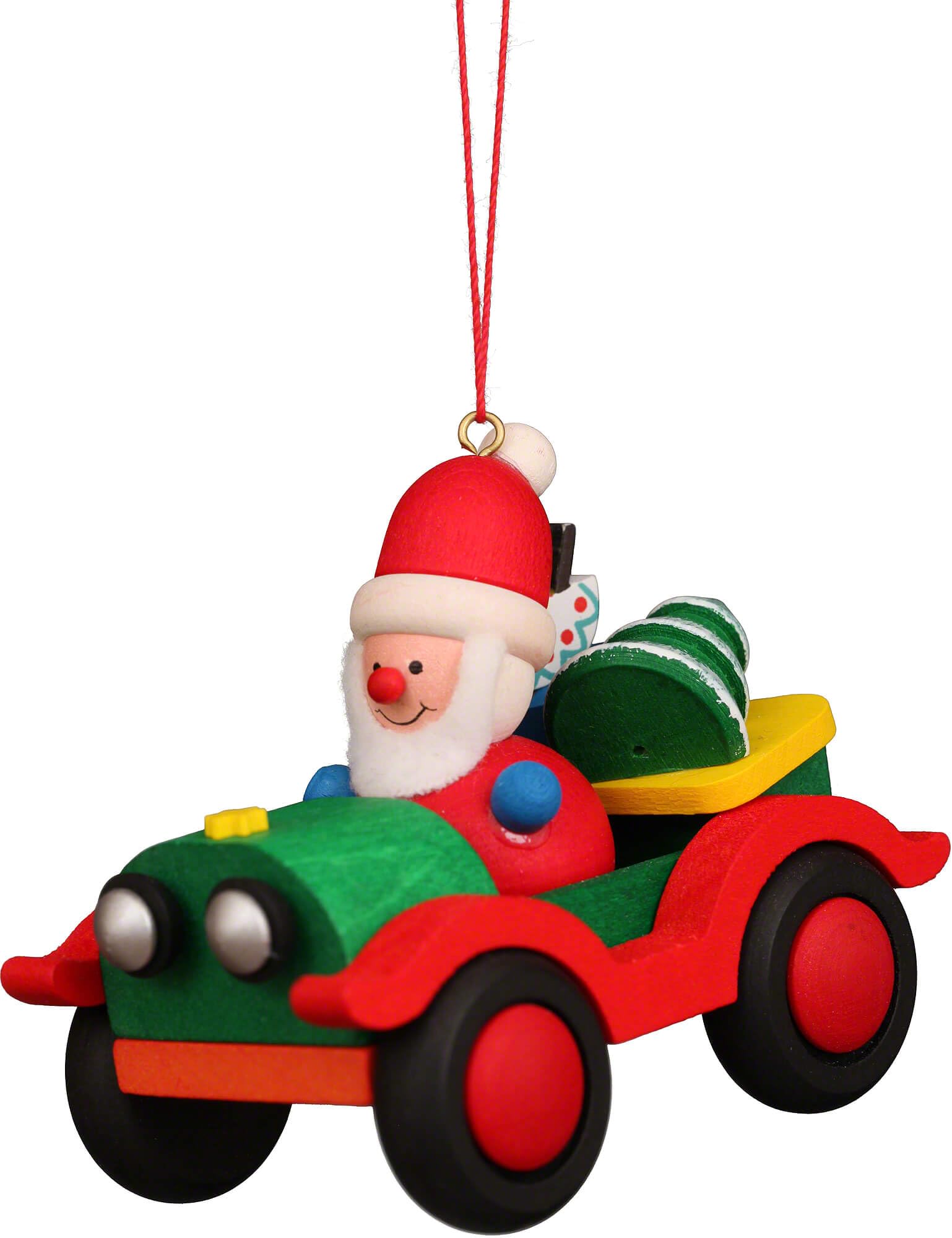 Voiture avec Père Noël Christian Ulbricht miniature en bois précieux