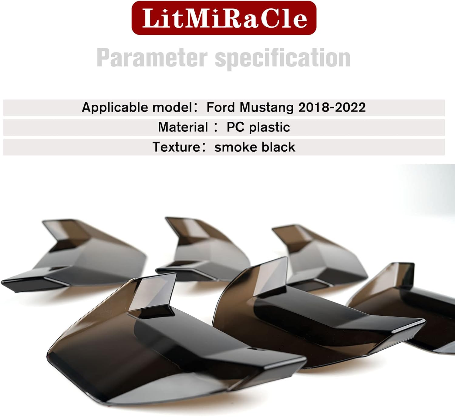 Smoke Black Taillight Protector Cover Compatible Ford Mustang, PC Resin Tail Shades, Taillight Decorative Shade Accessories Compatible Ford Mustang 2018 2019 2020 2021 2022