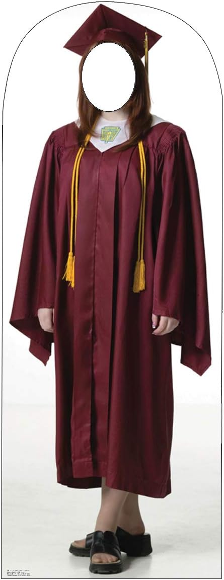 Cardboard People Male Graduate Black Cap & Gown Stand-in Life Size Cardboard Cutout Standup