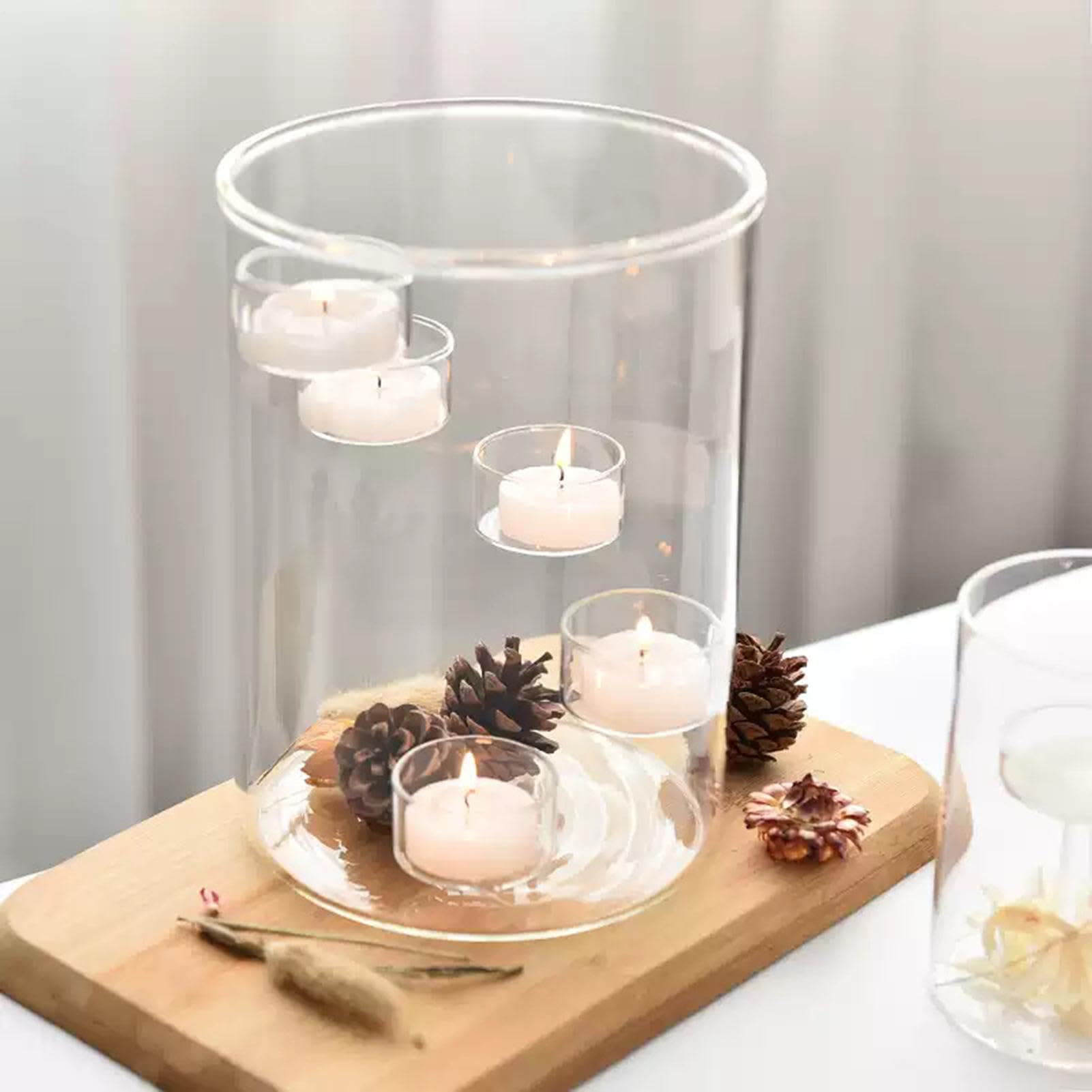 Photophore en verre pour décoration de table rotative en verre