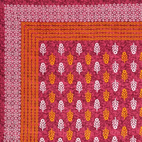 Image of RajasthaniKart Pure 100% Cotton Double Bed Sheet with 2 Pillow Covers (Bedsheet for Double Bed Cotton, Red Small Booty Jaipuri, King Size,5302)