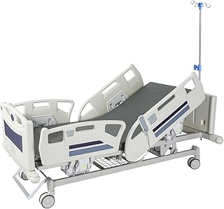 Premium 5 Function Full Electric ICU Hospital Bed, 17-39 inch Height Range, 0-75° Backrest, 0-45° Leg Rest, Grey
