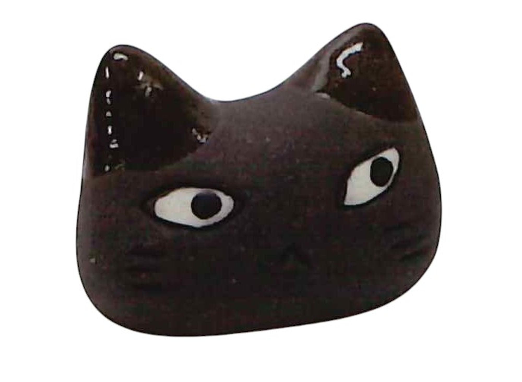 Tanaka Chopsticks Rest Skull Cat Face Mino Ware Black No. 520056