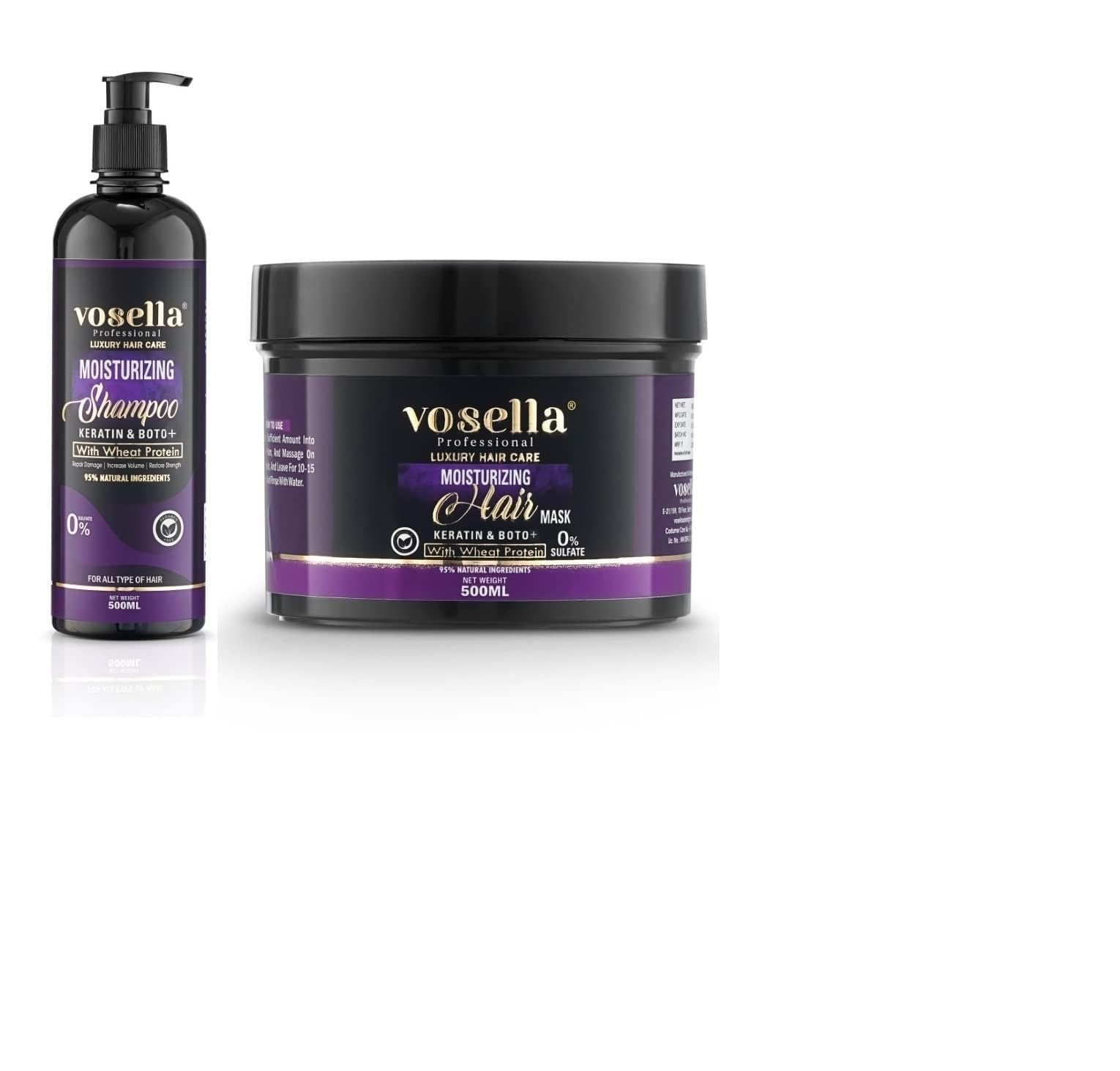 Professional Moisturizing Shampoo & Hair Mask Combo | Keratin, Boto+ & Wheat Protein Formula | Sulfate-Free, 95% Natural Hair Care | Nourishes, Repairs, Smoothens Damaged Hair | 500ml + 500ml | Unisex-picture-18