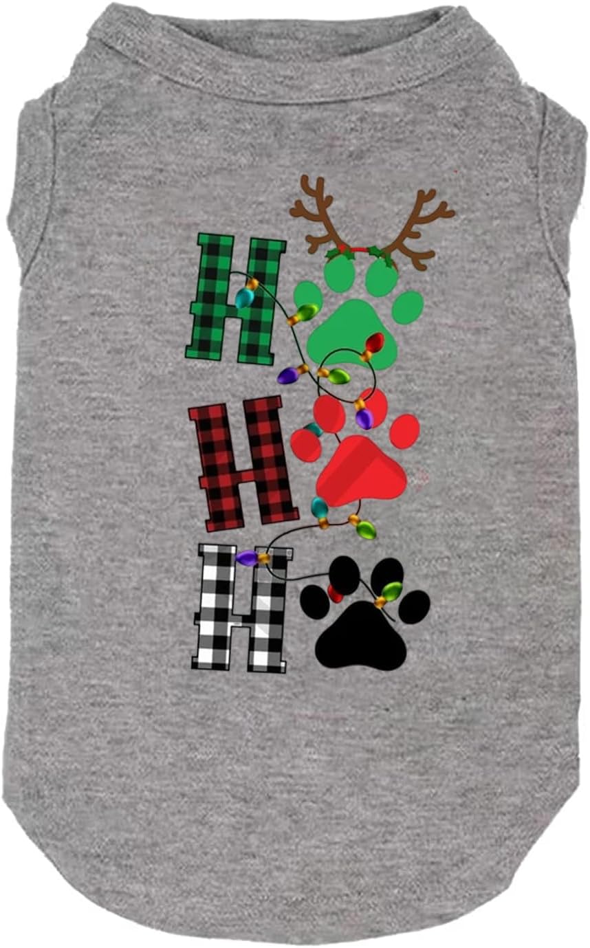 Merry Christmas Dog Costumes – Funny Graphic Print Vest Shirts for Small Large Dogs – Puppy Gift (X-Large, Grey-2)