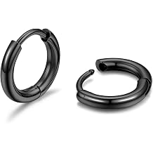 PROSTEEL Hoop Earrings for Men Women Stainless Steel Silver/Black/14K Gold | Waterproof & Lightweight Sleeper Small Huggie Earring Hypoallergenic Post Cartilage Piercing Jewelry for Mens Dad Gift Box