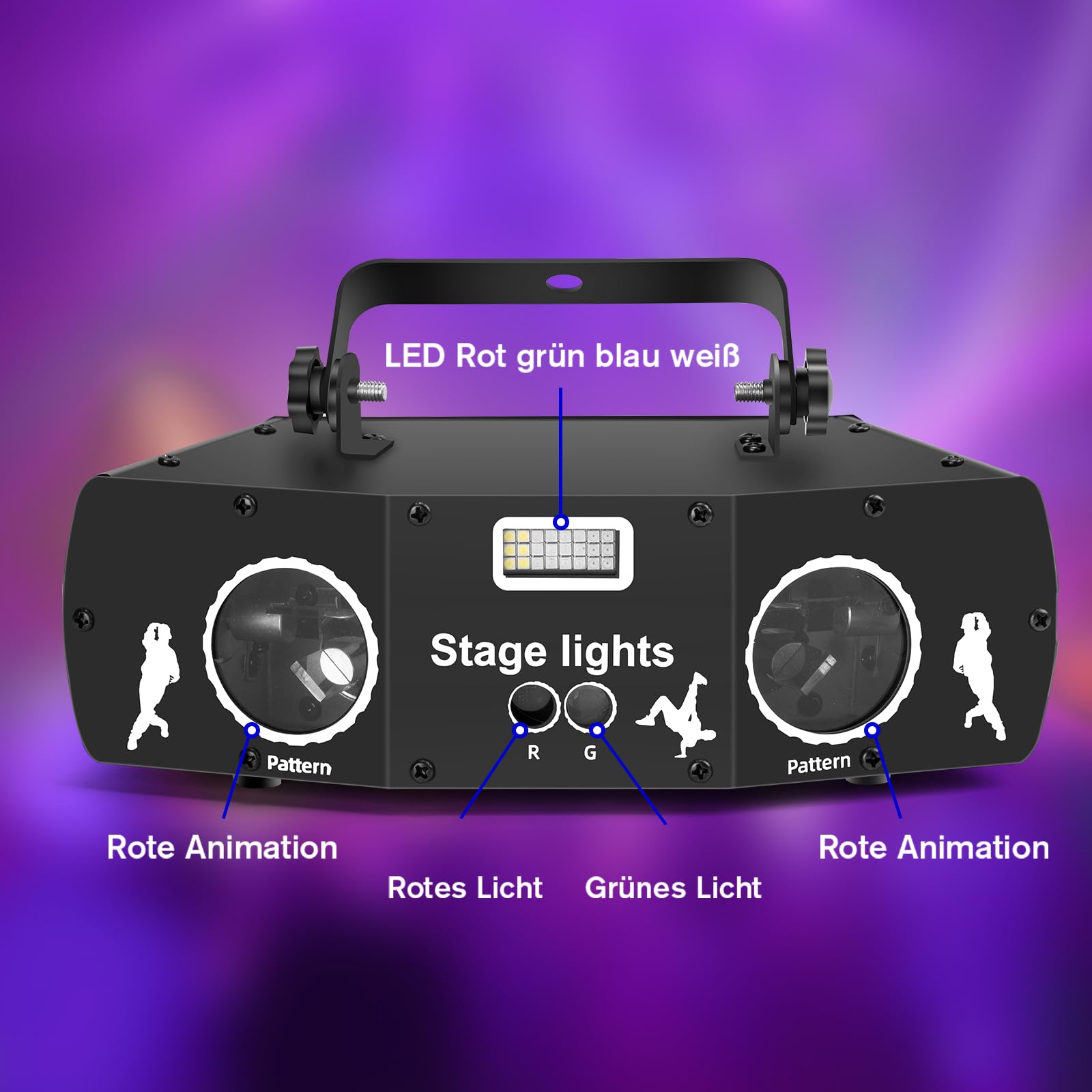 Discolicht Partylicht, 3D RGB Animation DMX Effektstrahler LED Licht DJ Projektor Musikgesteuert DJ Disco Lichter, Für KTV Familientreffen Hochzeit Geburtstag Halloween Adventskalender