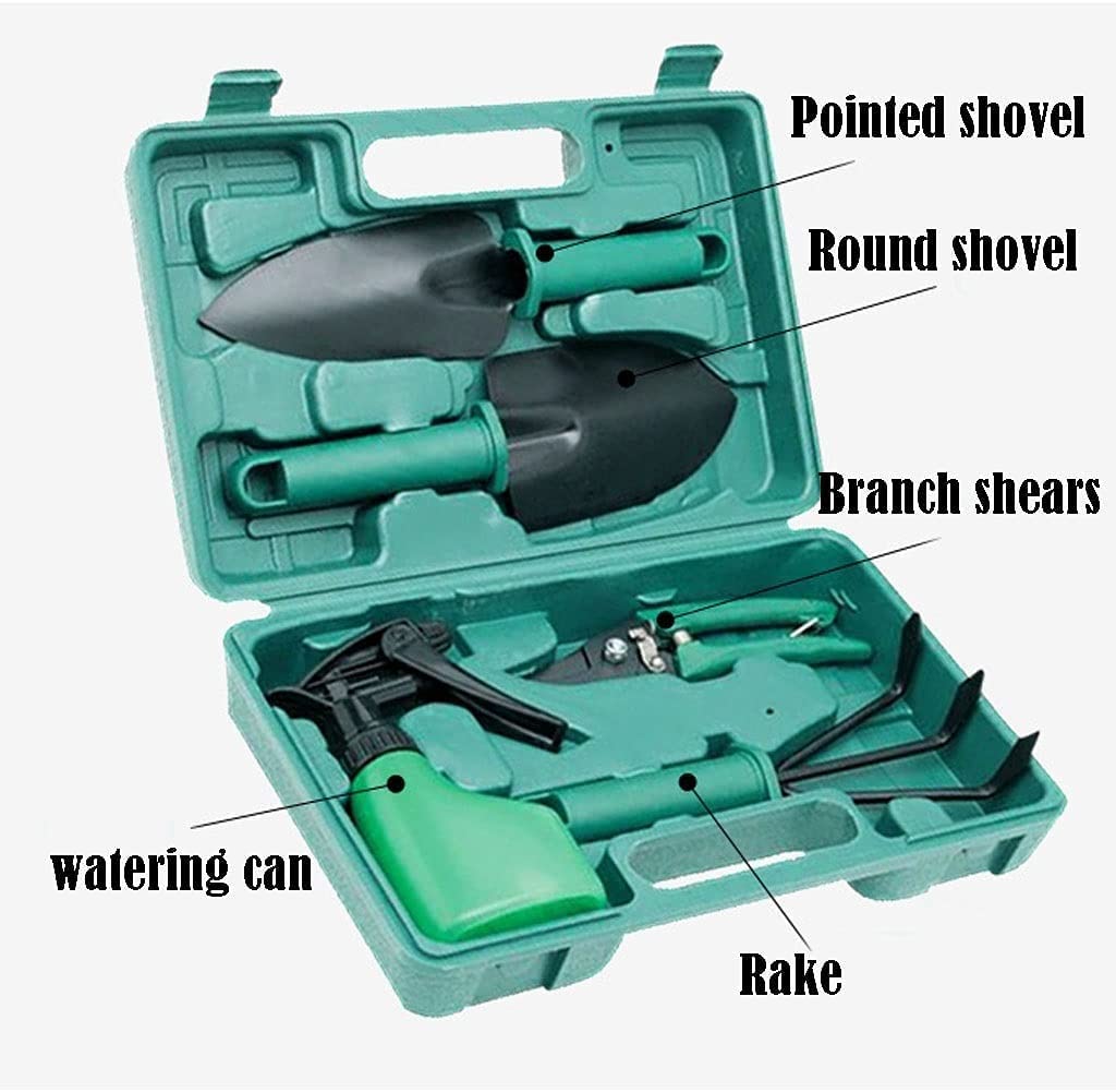 Ensemble d'outils de jardinage 5 pièces, outils de jardinage robustes, outils de jardinage avec étui de transport et poignée ergonomique, outils de jardinage en acier inoxydable Cadeaux de jardi