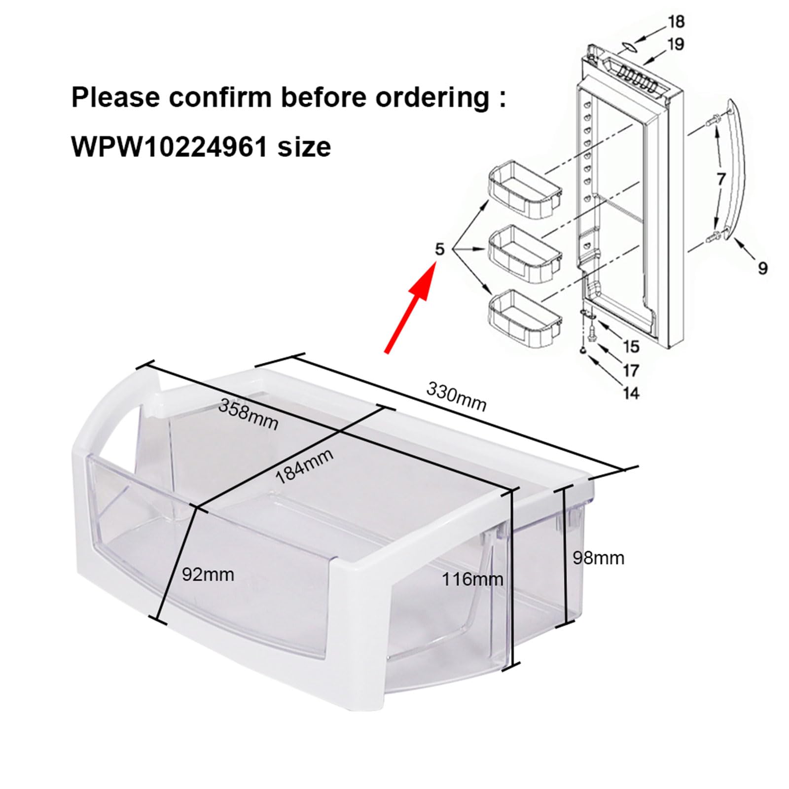 Estante derecho de repuesto para refrigerador, resistente, fácil de instalar, funciona con muchos modelos. Estante resistente para frigorífico