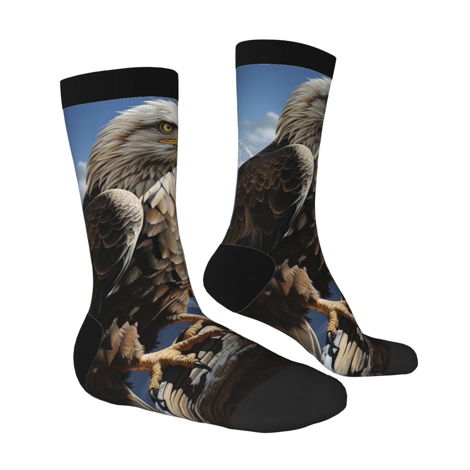 LZQPOEAS A lone eagle Athletic Socks Unisex Cushioned Crew Socks Hiking Running Calf Sock Soft Above Ankle Sock