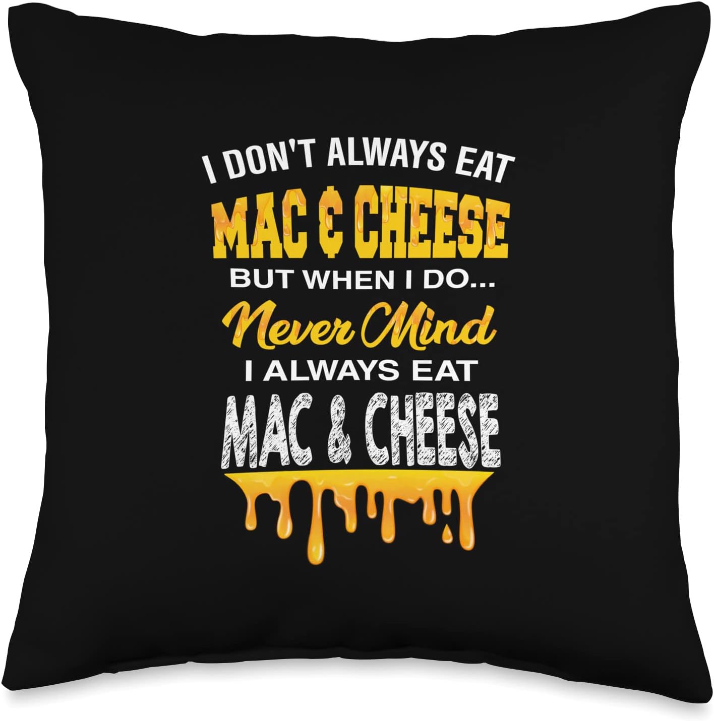 Cheese & Cheese Wedges Designs Cheese Food Lover Macaroni Mac & Cheese Throw Pillow, 16x16, Multicolor