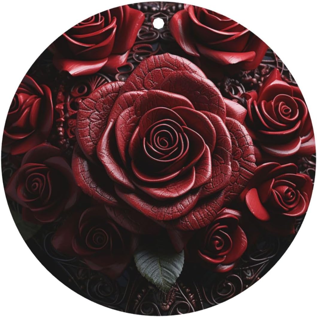 Car Air Freshener 24 PCS Red Rose and Heart Shape Hanging Car Air Fresheners Auto Interior Decor Card Freshener Strong Scented Card Lavender Cars Scents for Office Bedroom Close Drawer Round Shape