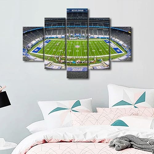 Vista 115 de Cuadros de estadios deportivos de fútbol americano de Minnesota, cuadros de vikingos, 5 paneles, lienzo para pared, arte de pared del estadio