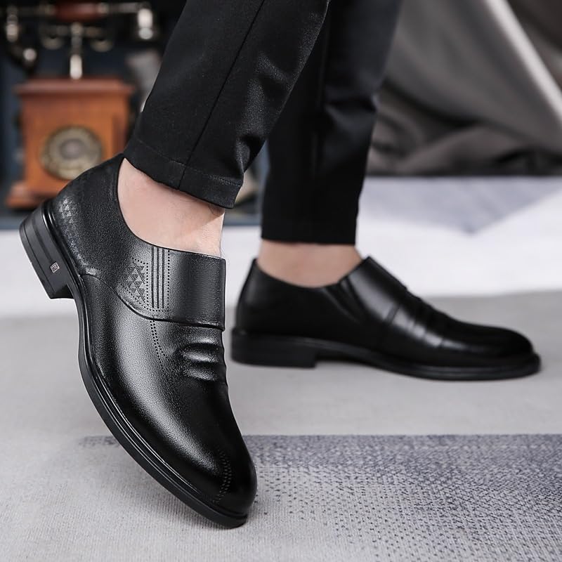 Black Men Suit Dress Shoes Casual Business Leather Shoes British Style Fashion Classic Slip On Embossed Loafers Shoes Casual Walking Shoes2