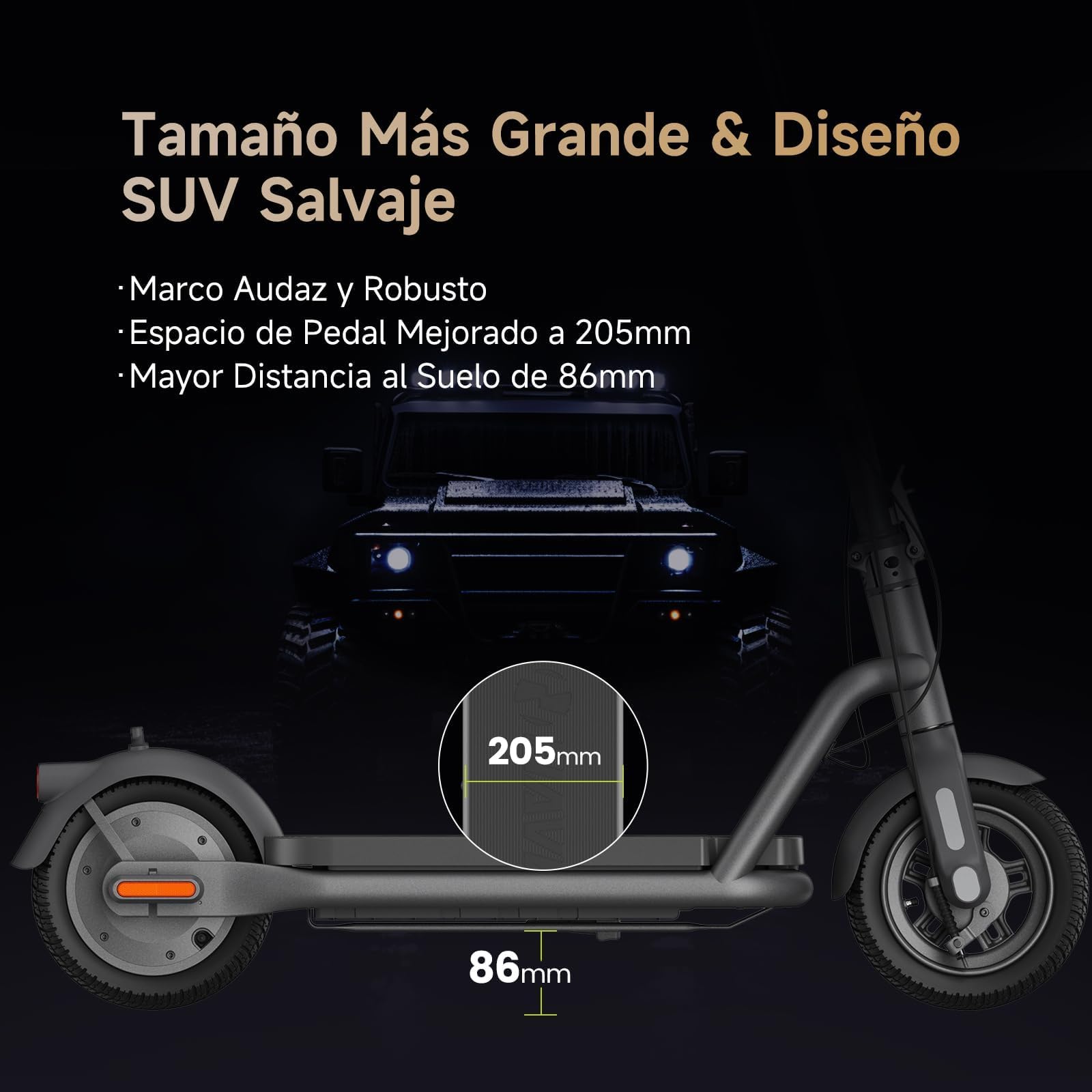 NAVEE Patinete Eléctrico Homologado DGT, 25-90km Autonomía, Máx 25km/h, Frenos Tambor y Disco con E-ABS, Intermitentes, TCS, App Móvil, Pendiente 15-28%