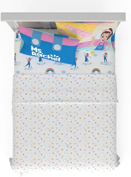 Franco Ms. Rachel Educational Adventures Bedding Super Soft Cozy 4 Piece Microfiber Sheet Set, Full, (Officially Licensed Product) Kids
