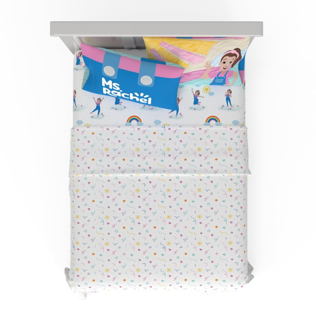 Franco Ms. Rachel Educational Adventures Duvet Set, Super Soft, Cozy, Microfiber, 4-Piece, for Kids, Official Licensed Product