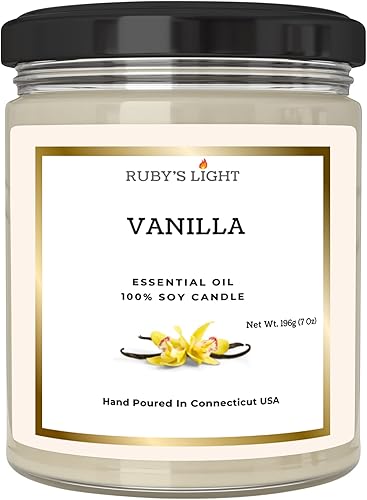 Miniatura 4 de Vela de aromaterapia Pachulí Vainilla  Vela de soja de aceite esencial  Tarro de 9 onzas  Mecha de algodón  Alto aroma  40 horas de tiempo de