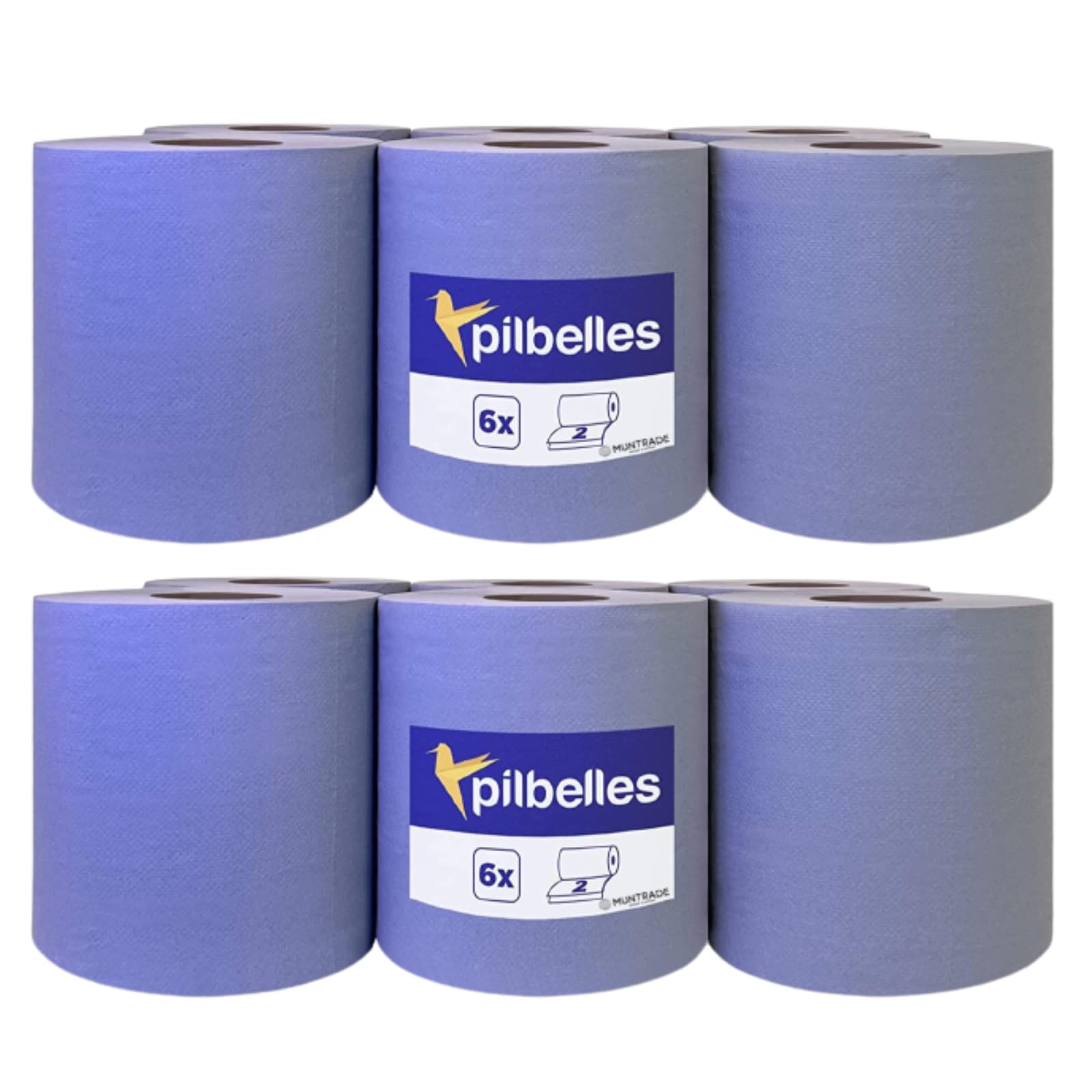 12 rouleaux de papier essuie-tout 5400 feuilles 100m/rouleau | Rouleau de papier bleu | Usage professionnel, haute résistance et grande absorption
