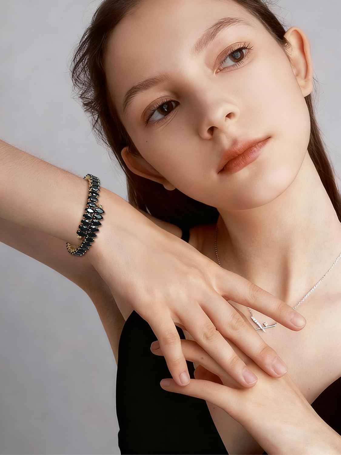 Rhinestone Cuff Bracelet Cubic Zirconia Tennis Bracelets Open Adjustable Elastic Bangle for Women Trendy Jewelry Gift - Image 2