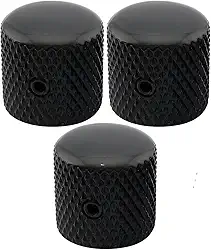 Kit Com 03 Knob De Metal Preto Para Guitarra e Contra Baixo
