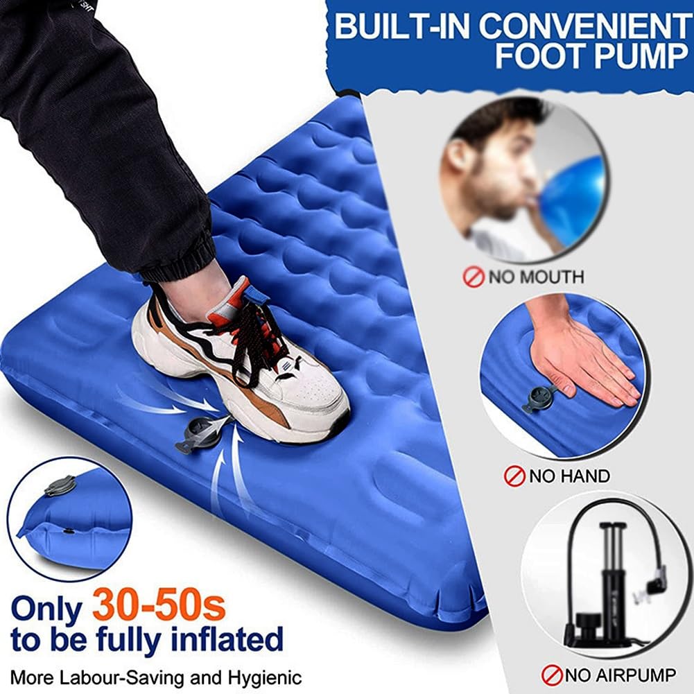 SHHUAOIL Camping Cot,camp Beds for Adults,Thickened, Blue, Green, Army Green, Light Blue, Built-in Foot Pump, Moisture-proof, Suitable for Camping(Green)