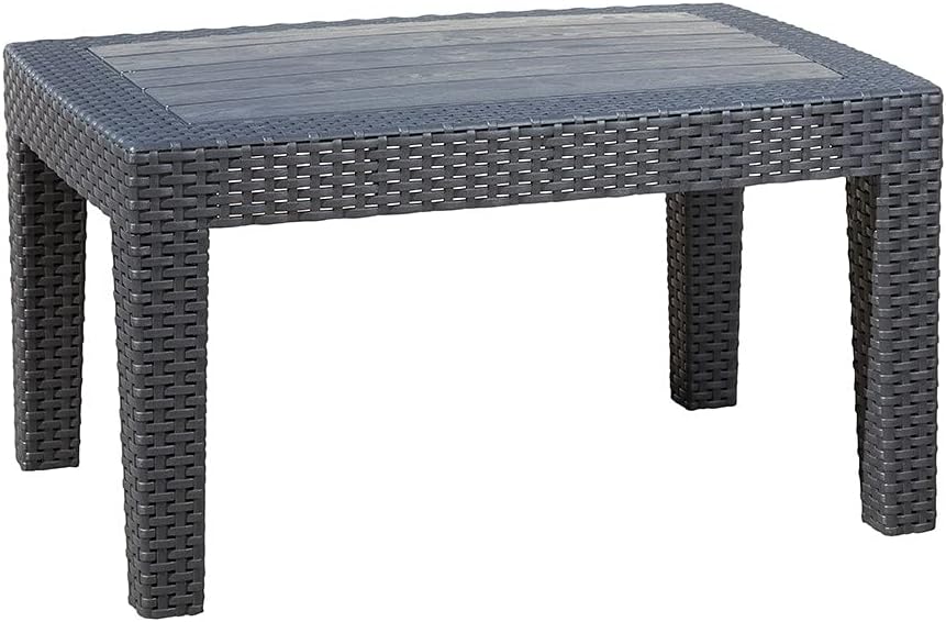 Trueshopping Graphite Rattan Effect Coffee Table Weatherproof Outdoor Garden Furniture for Garden, Patio or Decking - Fade Resistant, Easy Assembly and Durable