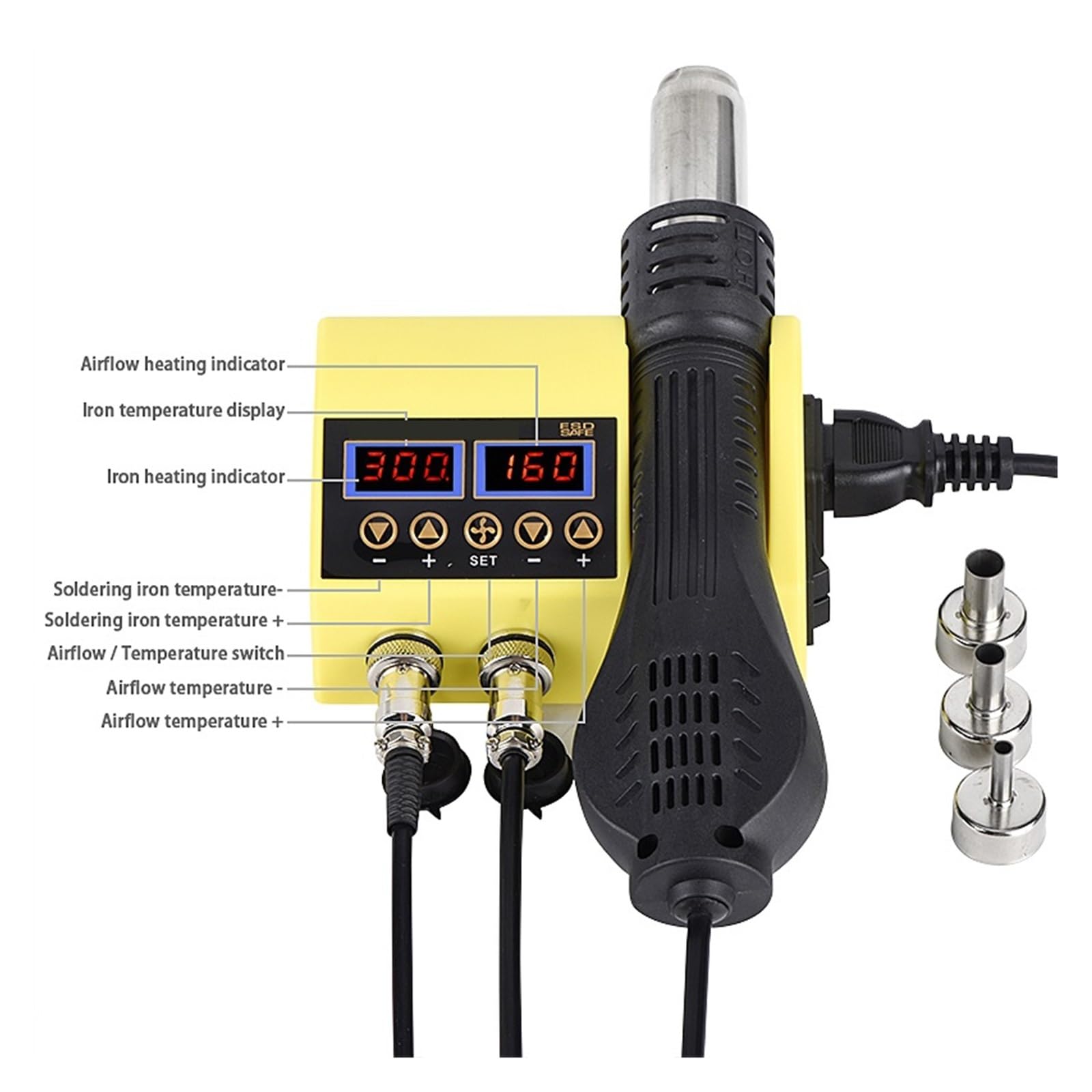 Stacja lutownicza Stacja Lutownicza 750 W 2 W 1, Wyświetlacz Cyfrowy LCD, Zestaw Do Naprawy Stacji Spawalniczej, Narzędzia Lutownicze Do Telefonów Komórkowych SMD IC(D)