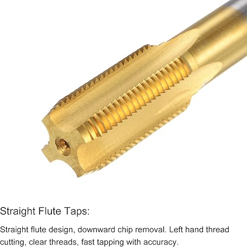 Miniatura 9 de uxcell Grifos de flauta rectos, M14 x 2 Mano izquierda métrica cubierta de titanio M35 cobalto de alta velocidad máquina de acero roscado roscado