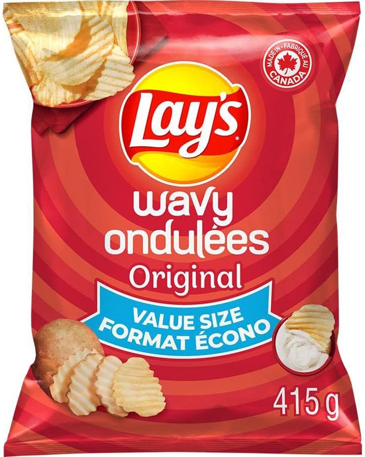 Lays Wavy Original Potato Chips Value Sized Bag, 415g/14