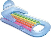 Intex King Kool Inflatable Pool Lounge Raft, 63" x 33.5" with Armrests, Headrest & Cup Holder - Ultimate Water Comfort