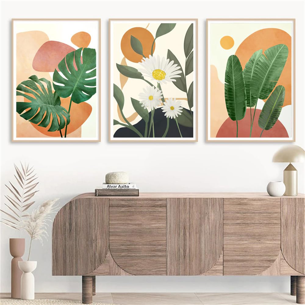 WBYZAC Botanical Posters-Boho Plant Palm leaf Abstract Wall Art Canvas Painting Nordic Posters and Prints Wall Pictures for Living Kitchen Room Decor Artwork-60 * 70cm*3PCS (No Frame)