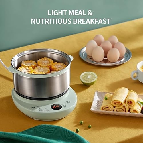 Miniatura 3 de Bar Vaporizador eléctrico de alimentos pequeño de 2 niveles, olla de huevos con vapor y freír, vaporizador de verduras de acero inoxidable para