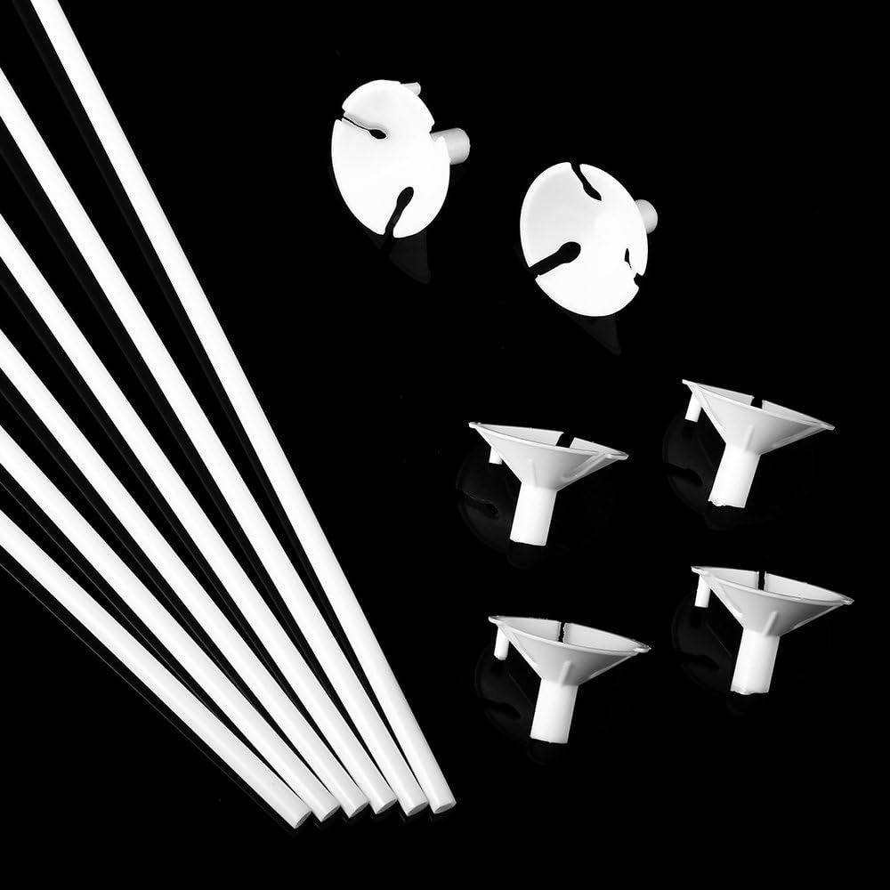 Caydo 100 Pcs White Balloon Sticks Holders with Cups for Wedding Party Valentine's Day Decor