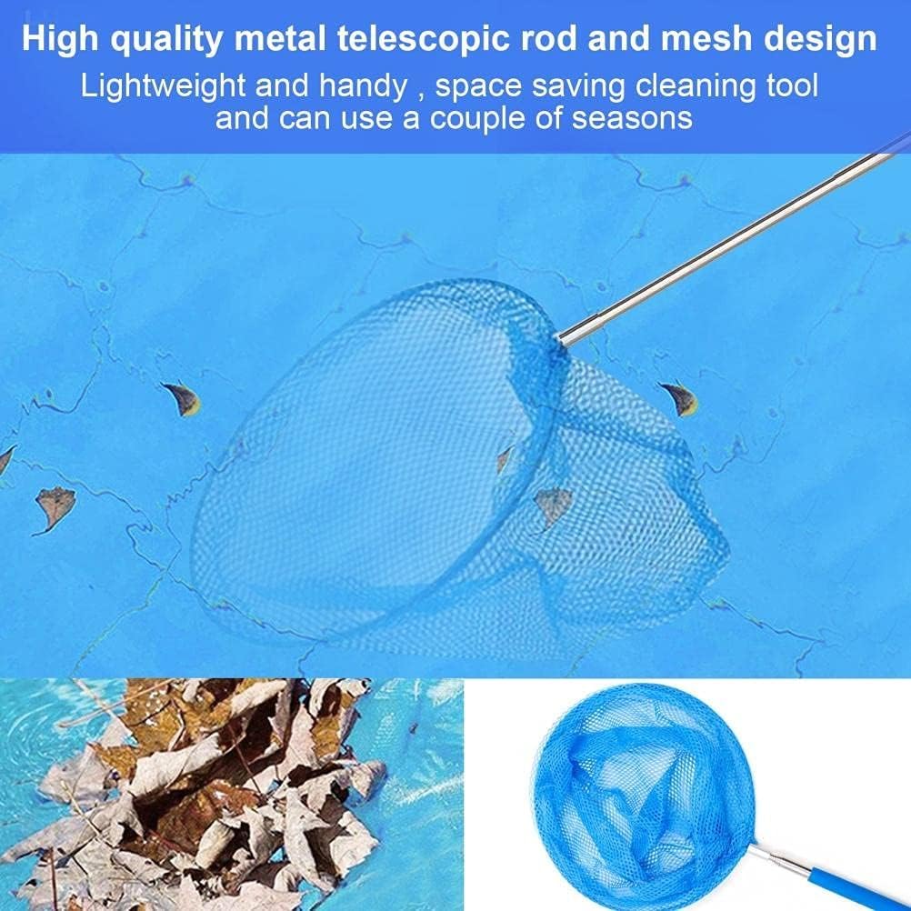 Telescopic Pole Swimming Pool Leaf Skimmer Net, Fine Mesh Rake Net, Lightweight and Easy to Use Cleaning Tool for Quick Cleanup (Circular)