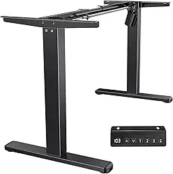 Estrutura de Mesa Elétrica Ajustável para Trabalho em Pé e Sentado – 3 Configurações de Memória, Altura de 72cm a 120cm, Base Ergonômica e Design Silencioso (Preto)
