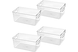 Premium Clear Plastic 8x8 Storage Bins: Versatile Pantry & Fridge Organizers
