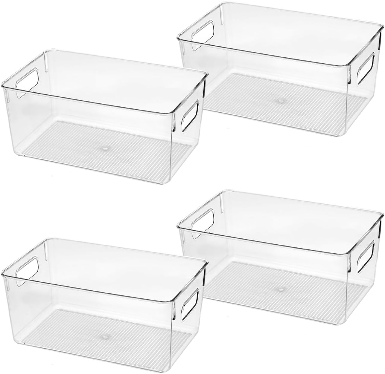 Clear Plastic Storage Bins, Pantry Organizers and Storage Containers Fridge Organizer Bins for Organizing Kitchen Cabinet Organizer Bin Bathroom Freezer Refrigerator Organization