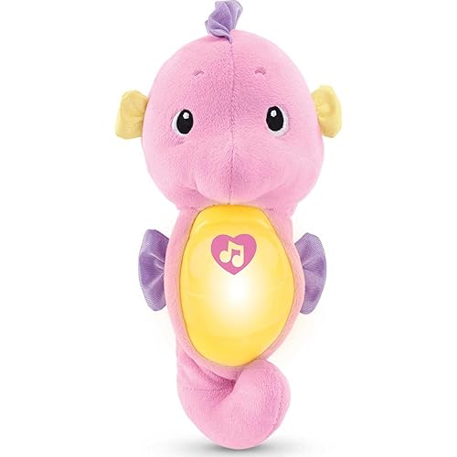 Fisher-Price Musical Baby Toy, Soothe & Glow Seahorse, Plush Sound Machine with Lights & Volume Control for Newborns, Pink