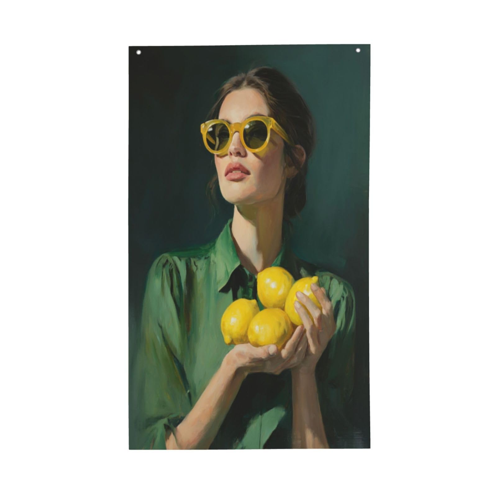 Yellow Sunglasses Woman Hold Lemons Yard House Flags,3x5 Ft Season Greeting Banner With Grommets Indoor Outdoor Party Home Decorations