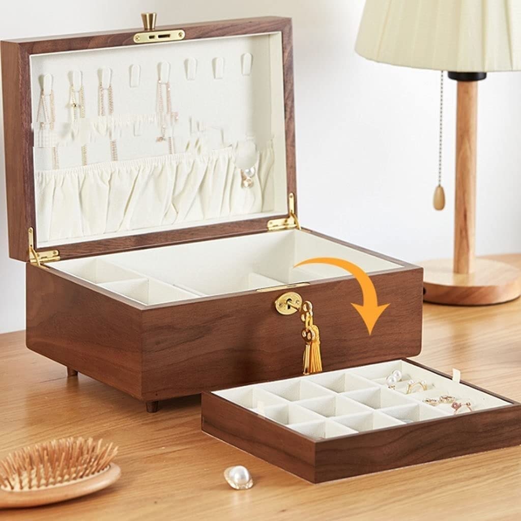 Uhrenetui, Uhrenrolle, Uhrenbeweger, Schubladen-Aufbewahrungsbox aus massivem Holz, Ohrringe, Halsketten, Uhrenaufbewahrungsboxen, Uhrenbox, Uhren-Organizer (Schmuckkästchen mit Schloss)