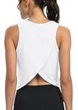 Workout Tops for Women Cropped Open Back Sleeveless Tank Tops Athletic Gym Yoga Shirts Loose Fit