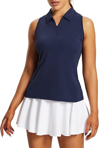 Miniatura 6 de baleaf - Camisetas de golf para mujer, sin mangas, polo de tenis con espalda cruzada, deportiva y de secado rápido