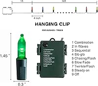 Vista 2 de Dazzle Bright 50 luces LED de Navidad que funcionan con batería, mini tira de luces impermeables de 16 pies con 8 modos para Navidad, interiores