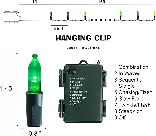 Vista 2 de Dazzle Bright 50 luces LED de Navidad, paquete de 4 luces de hadas impermeables de 16 pies con 8 modos para Navidad, interiores, exteriores, patio