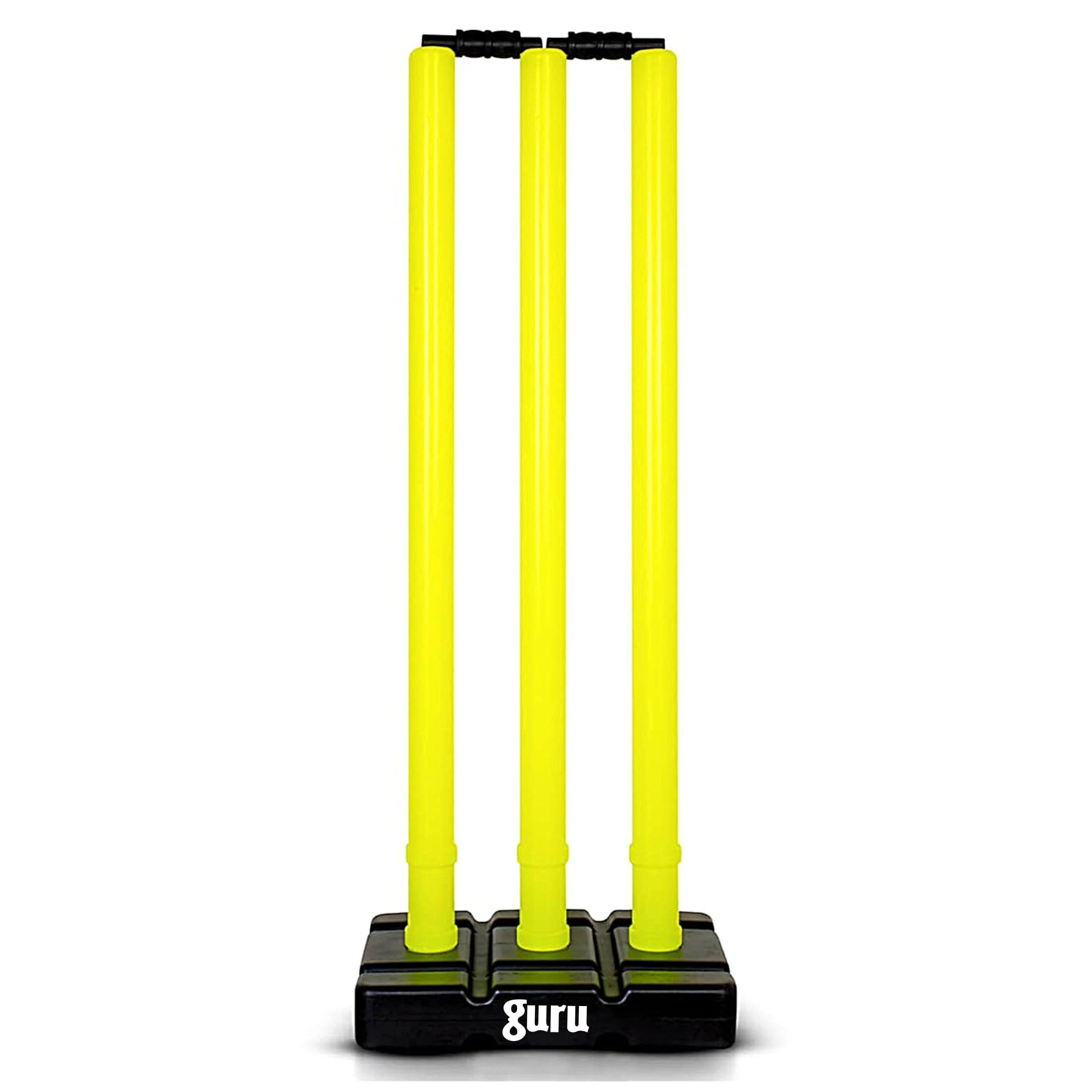 Guru Cricket Wicket Set, Heavy Plastic Cricket Stumps Set - 3 Stumps + 2 Bails + 1 Base Stand-image-21