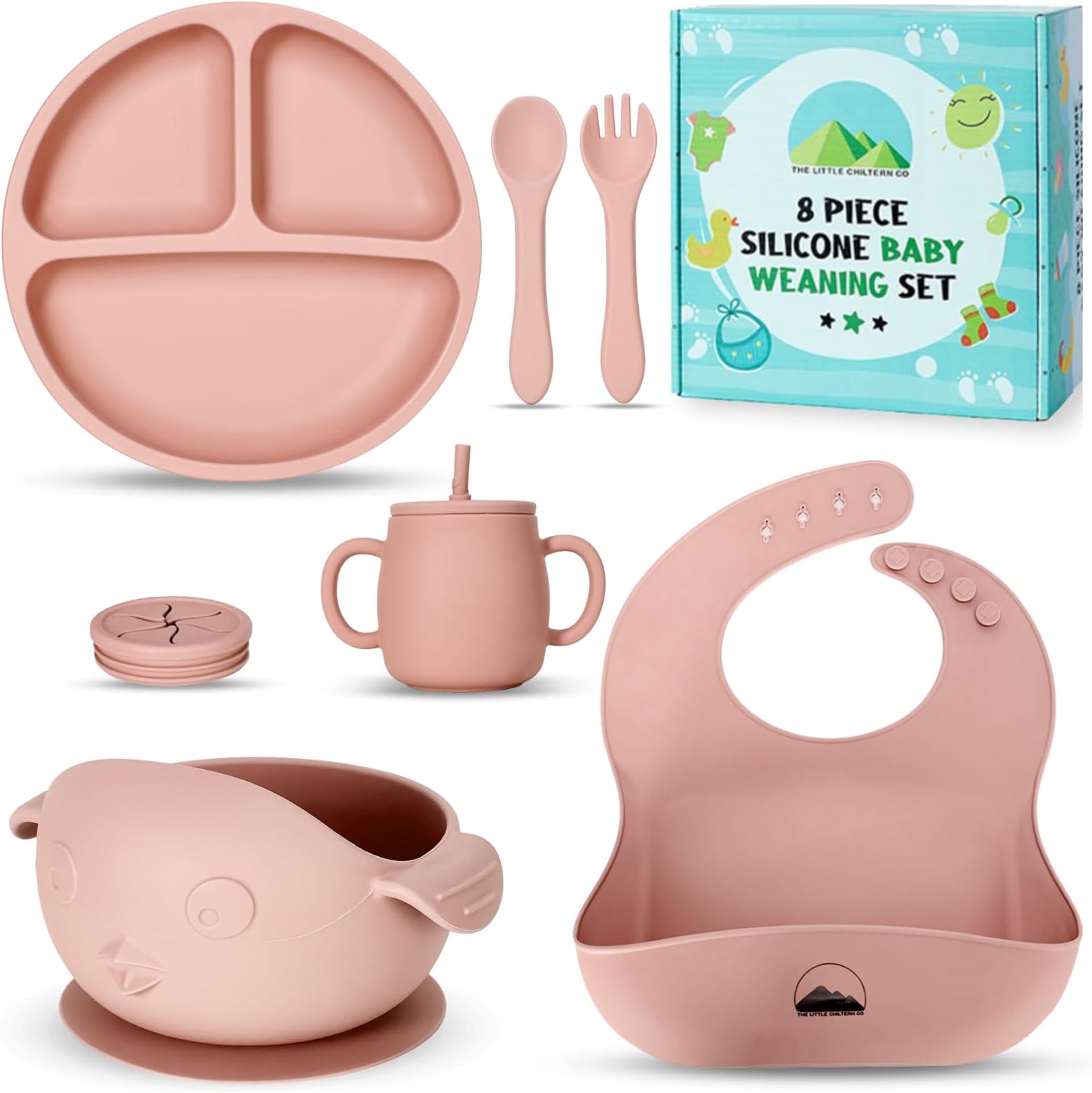Baby Weaning Set by Little Tots Silicone Suction Plate, Suction Bowl