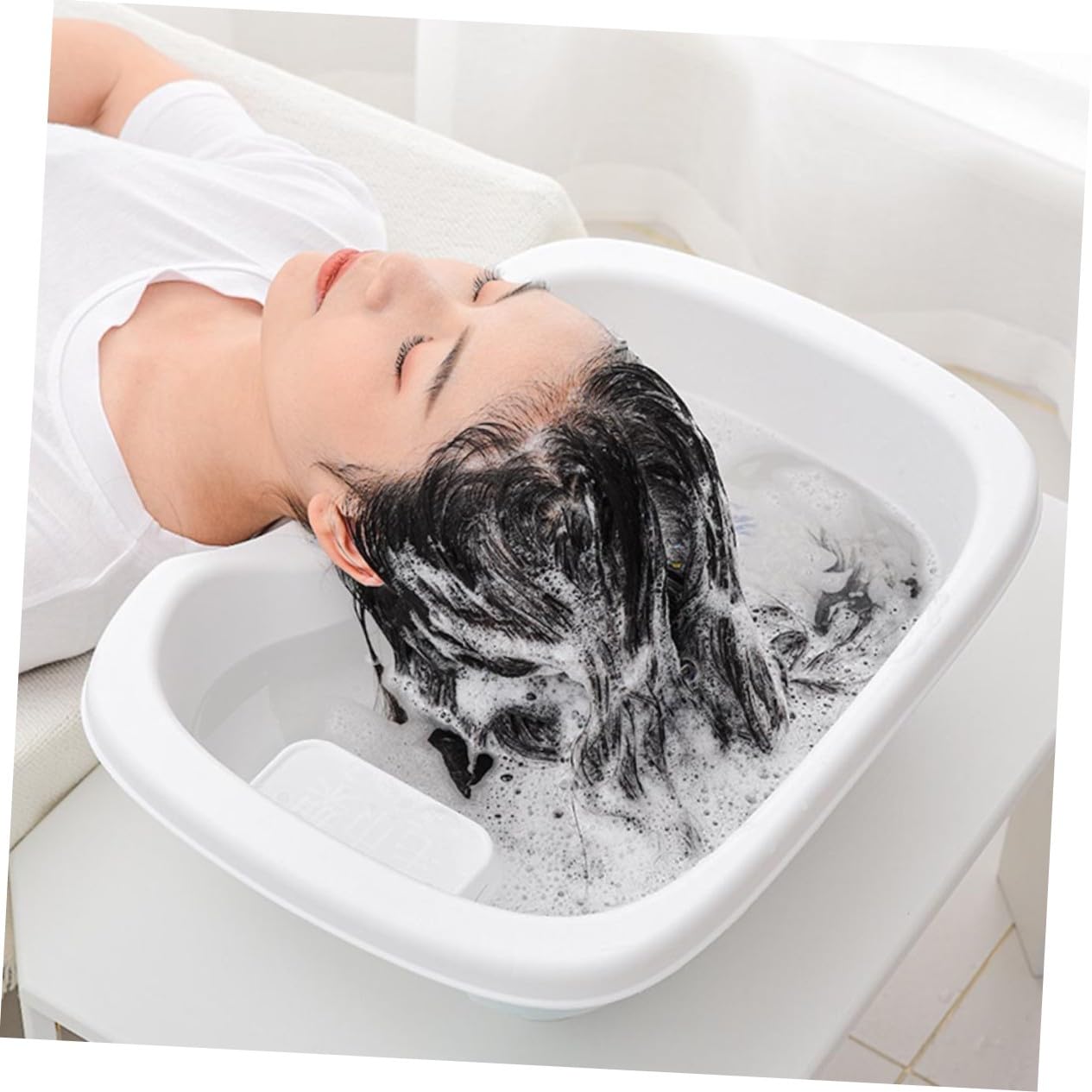 Haarwaschbecken aus Pp mit Ergonomischem Design und Hoher Tragfähigkeit bis 200kg Tragbares Waschbecken für Senioren und Schwangere zur Komfortablen Haarwäsche im Bett