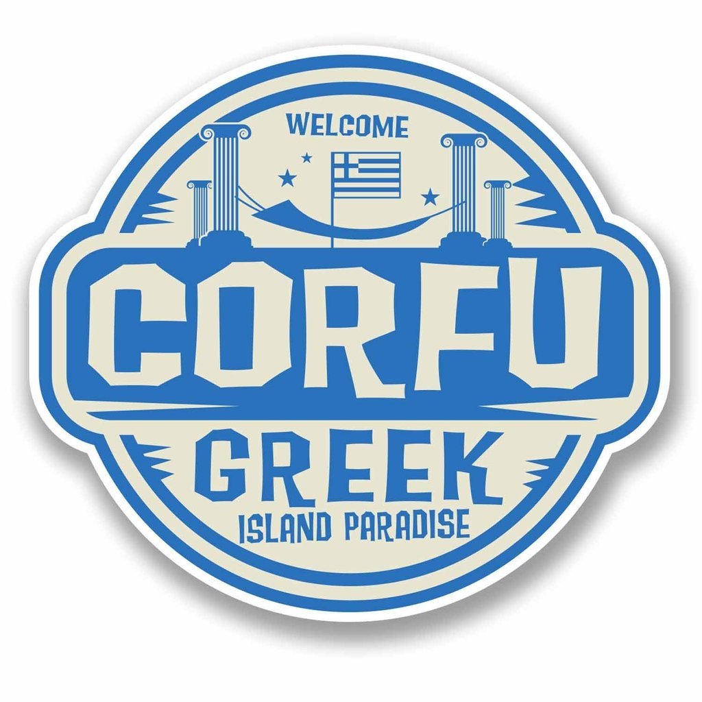 Destinationvinyl Multicolor 2 X 10Cm/100Mm Corfu Greece Vinyl Self Adhesive Sticker Decal Laptop Car Travel Luggage Label Tag #9670